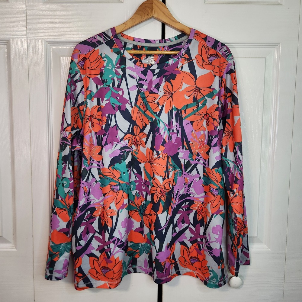 Reel Legends Freeline Womens 1X Floral Performance Long Sleeve Shirt Multicolor - Picture 1 of 9